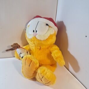 Garfield Cat & Odie Plush 25 Year Limited Edition 18" Christmas Santa Mint Big